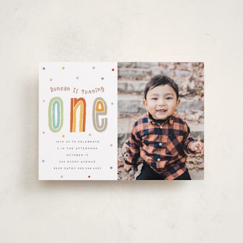 This is a cotton candy petite kids birthday invitations with standard by chocomocacino called boba printing on smooth signature in petite