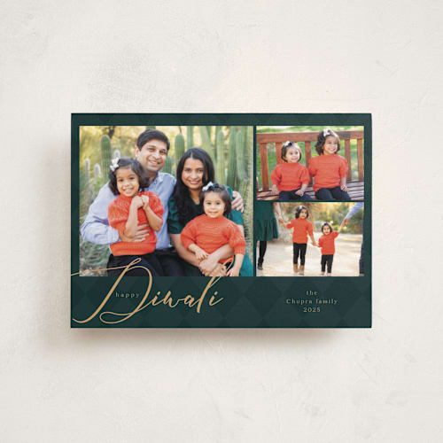 This is a forest diwali cards with standard by Deynaaz Daraei called hara printing on recycled smooth signature in petite