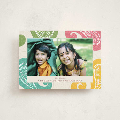 This is a umber diwali cards with standard by Nikita Jariwala called rangavalli printing on recycled smooth signature in petite