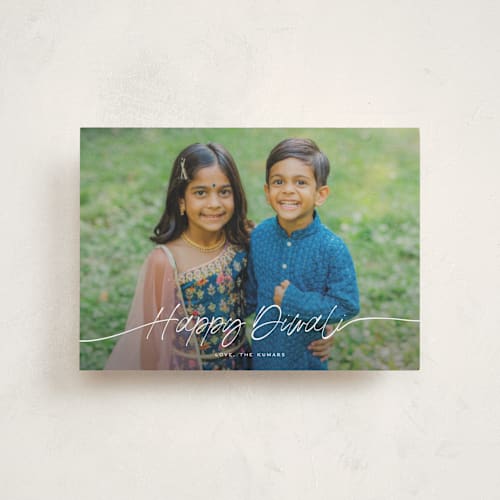 This is a snow diwali cards with standard by Leia Matt called faubourg printing on recycled smooth signature in petite