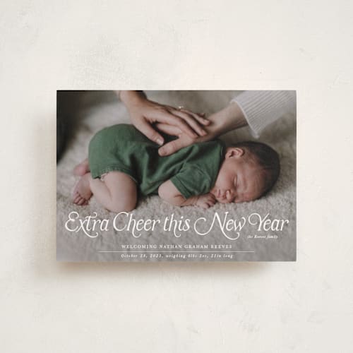 This is a sugar babys first christmas with standard by Jenna Holcomb called our merry little christmas printing on recycled smooth signature in petite