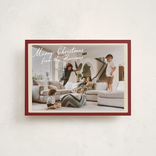 This is a berry petite holiday cards with standard by Maja Cunningham called vintage photo card printing on recycled smooth signature in petite