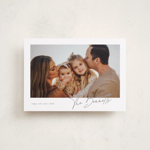 This is a silverbells petite holiday cards with standard by That Girl Press called moment in time printing on recycled smooth signature in petite