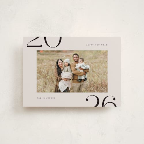 This is a champagne petite holiday cards with standard by Michelle Taylor called on the edge printing on recycled smooth signature in petite
