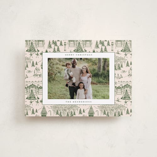 This is a fir petite holiday cards with standard by Teju Reval called nutcracker toile printing on recycled smooth signature in petite