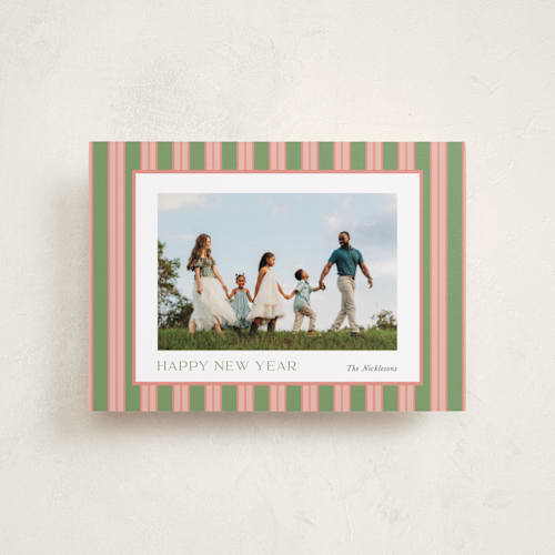 This is a azalea petite holiday cards with standard by Cindy Reynolds called southern stripes printing on recycled smooth signature in petite