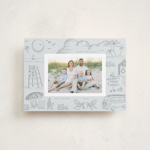 This is a tinsel petite holiday cards with standard by Teju Reval called beach holiday printing on recycled smooth signature in petite