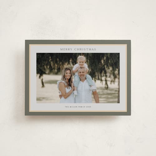 This is a sage petite holiday cards with standard by Nicole Walsh called frame printing on recycled smooth signature in petite
