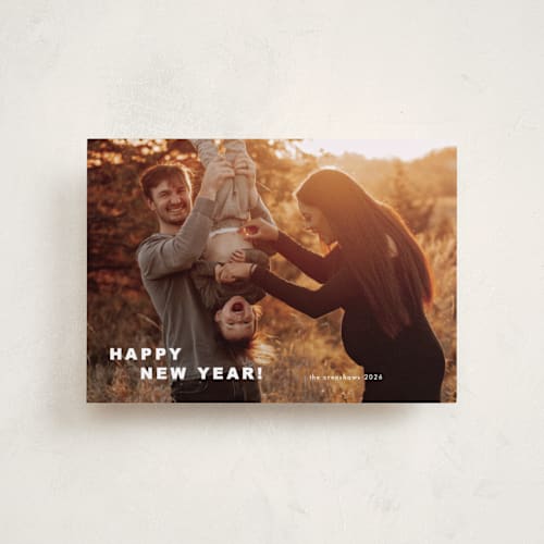 This is a snow petite holiday cards with standard by Stacey Meacham called joyful noise printing on recycled smooth signature in petite