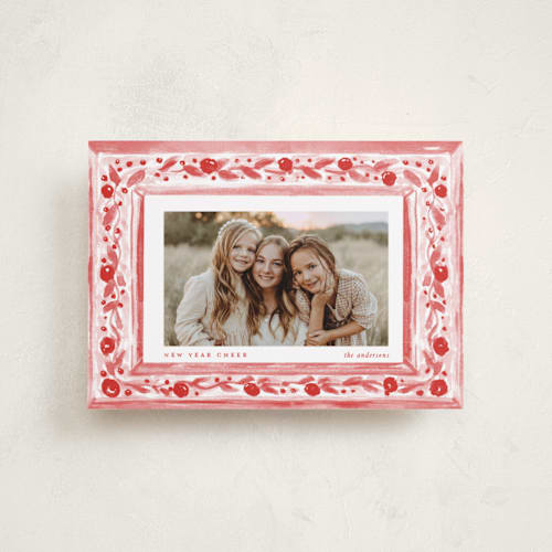 This is a candy cane petite holiday cards with standard by Lucrecia Caporale called decorative vintage frame printing on recycled smooth signature in petite