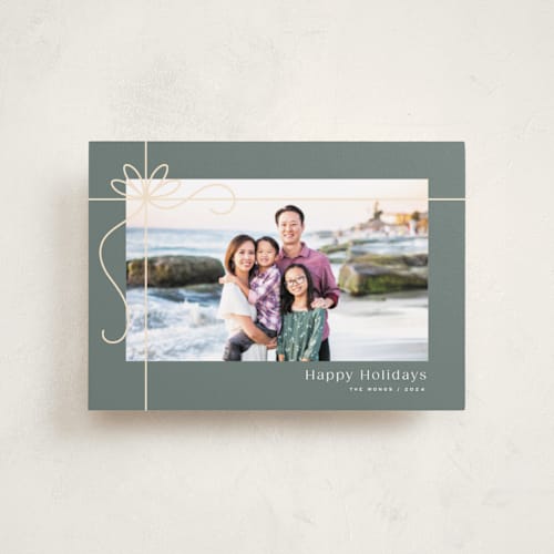 This is a dusk petite holiday cards with standard by Michelle Taylor called gilded ribbon printing on recycled smooth signature in petite