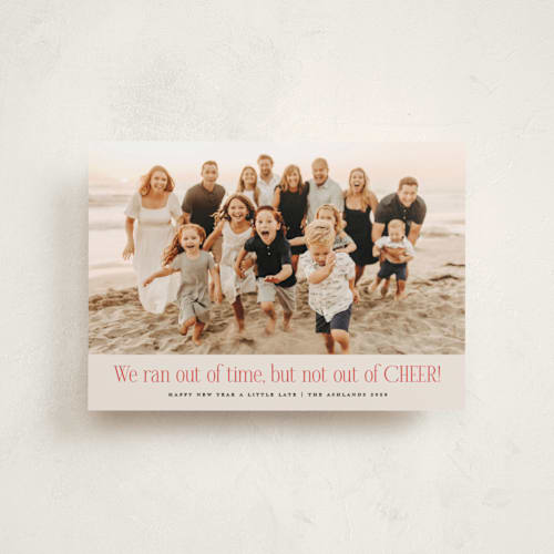 This is a eggnog petite holiday cards with standard by Erica Krystek called short on time printing on recycled smooth signature in petite