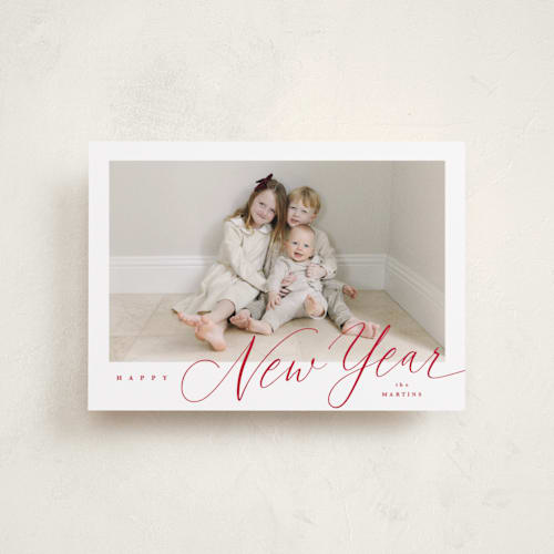 This is a berry petite holiday cards with standard by Kelly Schmidt called corner slant printing on recycled smooth signature in petite