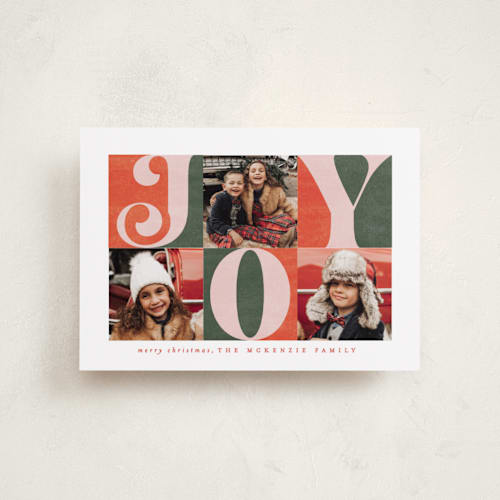 This is a gumdrop petite holiday cards with standard by Brooke Chandler called tripled joy printing on recycled smooth signature in petite