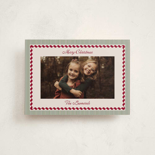 This is a holiday petite holiday cards with standard by Kelly Schmidt called vintage border printing on recycled smooth signature in petite