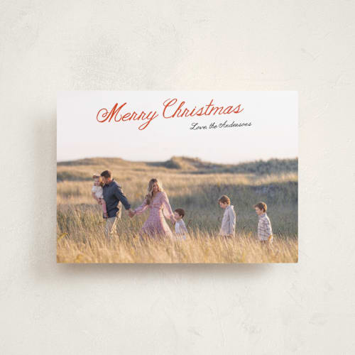 This is a holly berry petite holiday cards with standard by Cass Loh called lightly scripted printing on recycled smooth signature in petite