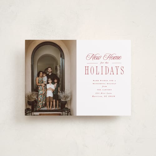 This is a cherry petite holiday cards with standard by Hannah Williams called new home holiday printing on recycled smooth signature in petite