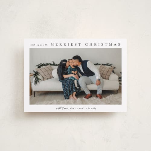 This is a snow petite holiday cards with standard by Chris Griffith called frame of happiness printing on recycled smooth signature in petite