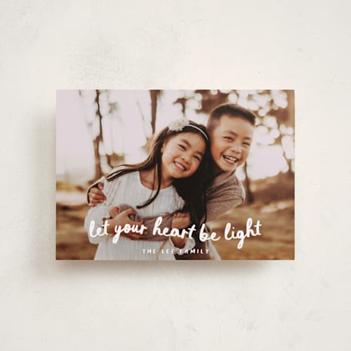 This is a snow petite holiday cards with standard by Sara Hicks Malone called heart be light printing on recycled smooth signature in petite