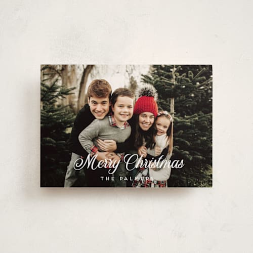 This is a first snow petite holiday cards with standard by Casey Miller called come together printing on recycled smooth signature in petite