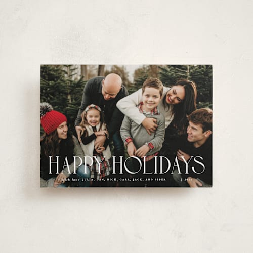 This is a sugar petite holiday cards with standard by Olivia Raufman called tipografia printing on recycled smooth signature in petite