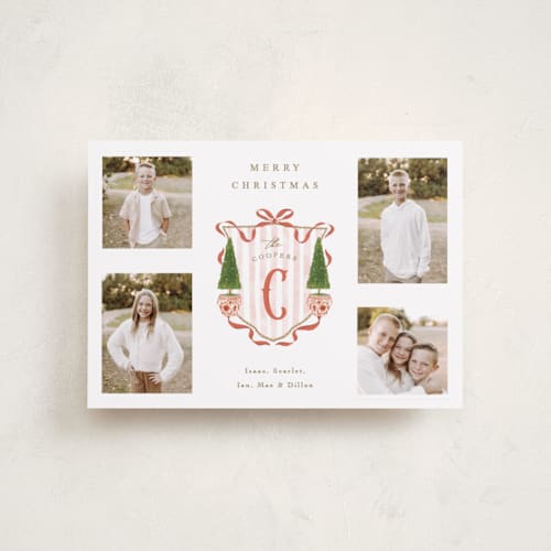 This is a currant petite holiday cards with standard by Susan Zinader called family crest printing on recycled smooth signature in petite