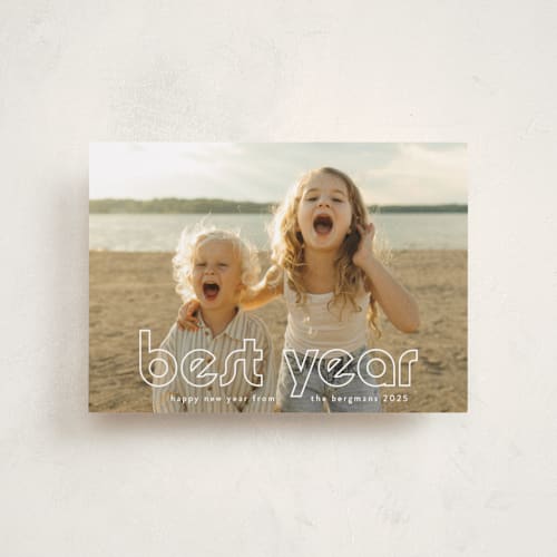This is a snow petite holiday cards with standard by Annie Holmquist called much joy printing on recycled smooth signature in petite
