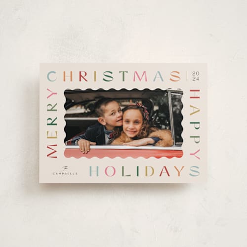 This is a vanilla petite holiday cards with standard by Jennifer Wick called sugar cookie printing on recycled smooth signature in petite