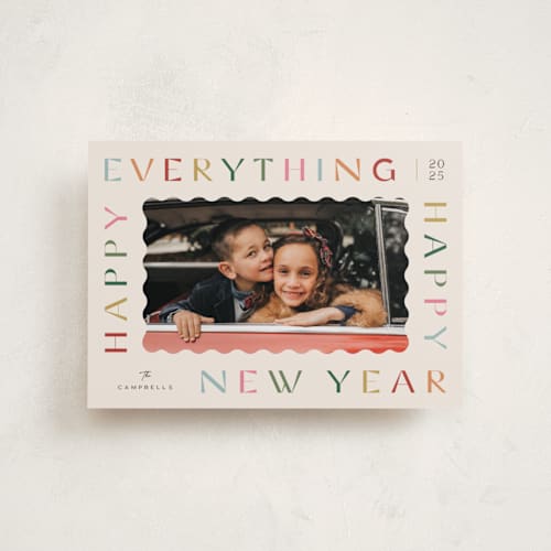 This is a vanilla petite holiday cards with standard by Jennifer Wick called sugar cookie printing on recycled smooth signature in petite