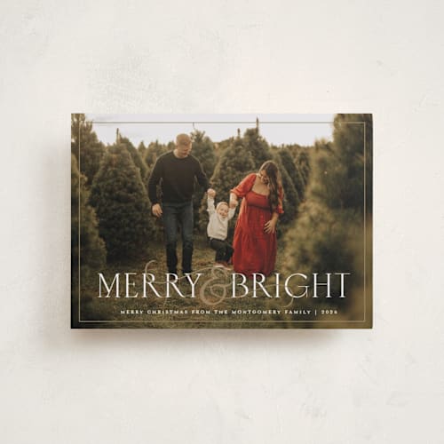 This is a snow petite holiday cards with standard by Meggy Masters called festive ampersand printing on recycled smooth signature in petite