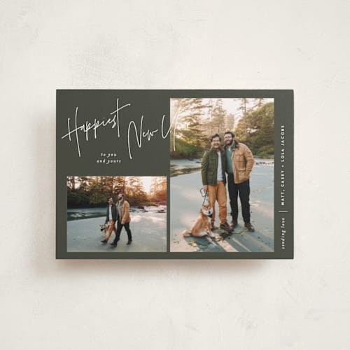 This is a pine petite holiday cards with standard by JoAnn Jinks called signature frames printing on recycled smooth signature in petite