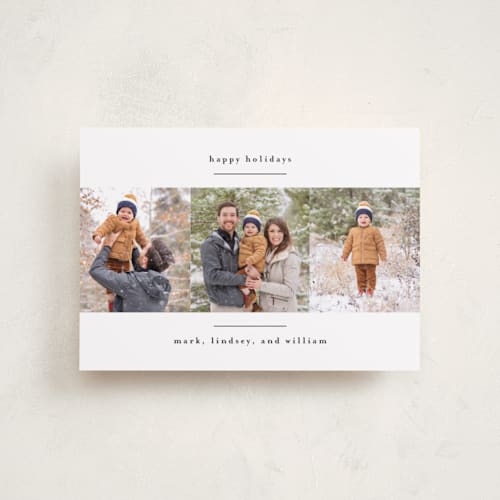 This is a crisp snow petite holiday cards with standard by Kate Ross called modern minimalist printing on recycled smooth signature in petite