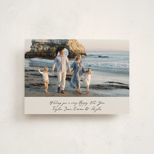 This is a ivory petite holiday cards with standard by Cass Loh called written wish printing on recycled smooth signature in petite