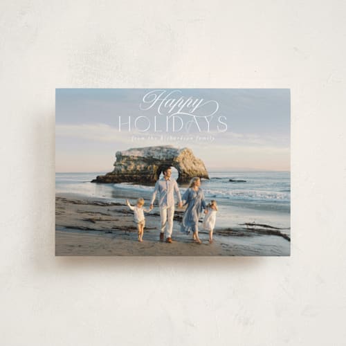 This is a snow petite holiday cards with standard by Deynaaz Daraei called ashby printing on recycled smooth signature in petite