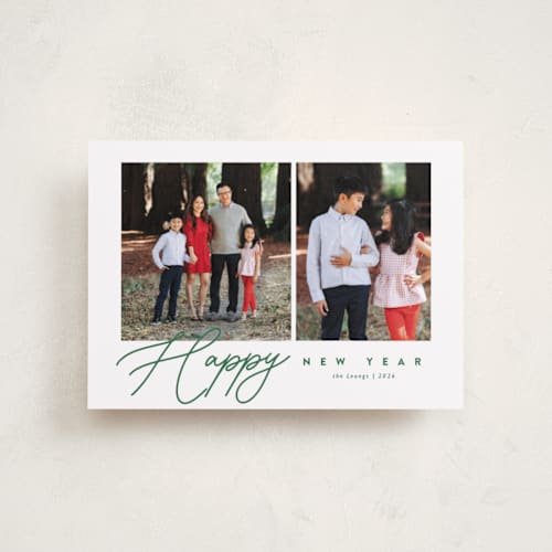 This is a evergreen petite holiday cards with standard by Melanie Kosuge called elegant_1 printing on recycled smooth signature in petite