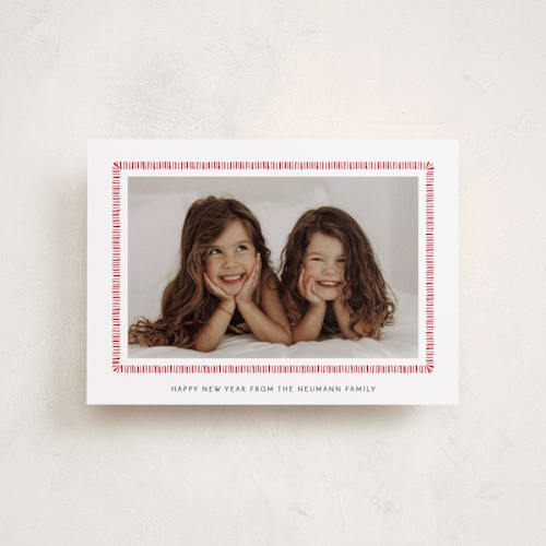 This is a candy cane petite holiday cards with standard by Sara Hicks Malone called biscuit printing on recycled smooth signature in petite