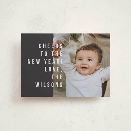 This is a night petite holiday cards with standard by Jula Paper Co. called bold & merry printing on recycled smooth signature in petite