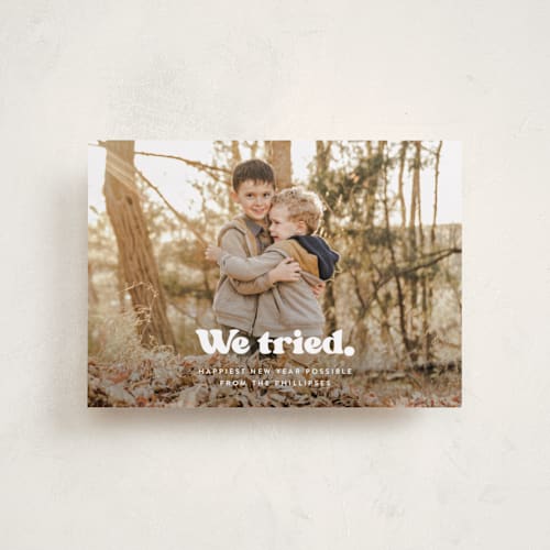 This is a snowy night petite holiday cards with standard by Itsy Belle Studio called we tried. printing on recycled smooth signature in petite