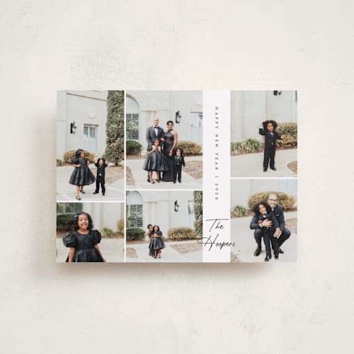 This is a tuxedo petite holiday cards with standard by Corinne Malesic called abundant printing on recycled smooth signature in petite