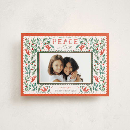 This is a cherry petite holiday cards with standard by Elly called peaceful garden printing on recycled smooth signature in petite