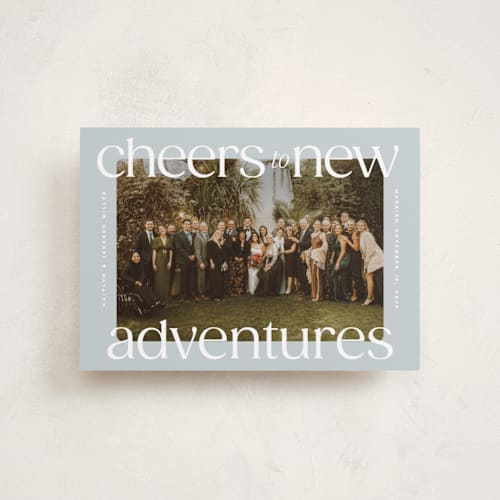 This is a ice petite holiday cards with standard by Owl and Toad called cheers to new printing on recycled smooth signature in petite