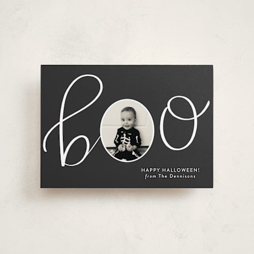 This is a noir halloween party invitations cards with standard by Nicole Hance called boo frame printing on recycled smooth signature in petite
