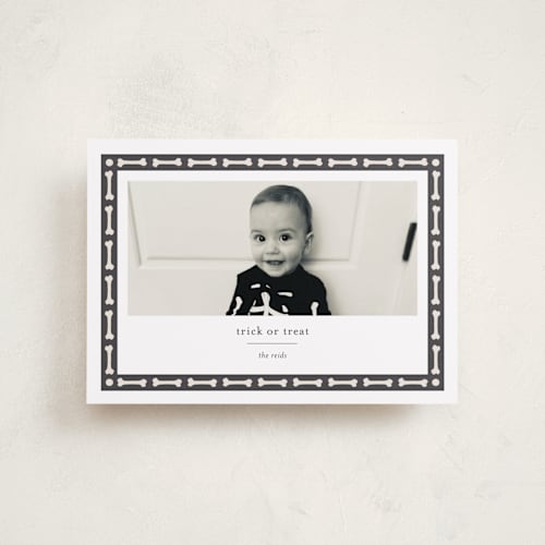 This is a cauldron halloween party invitations cards with standard by Alexandra Cohn called bone frame printing on recycled smooth signature in petite