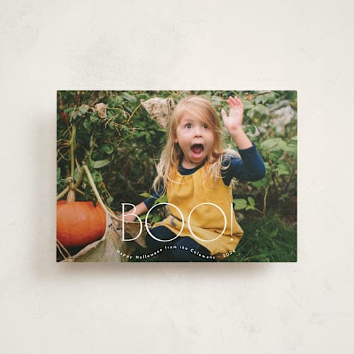 This is a ghost halloween party invitations cards by letterfix called big boo printing on recycled smooth signature in petite