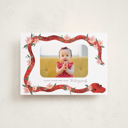 This is a blossom chinese new year cards with standard by Jackie Crawford called little new year snake printing on recycled smooth signature in petite