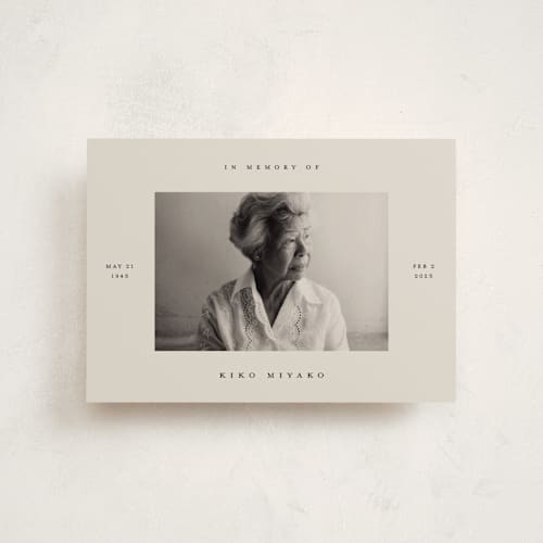 This is a creme memorial cards with standard by Ani Somi called four corners printing on recycled smooth signature in petite