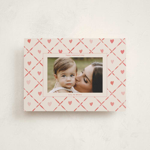 This is a sand valentines day with standard by Daisyworks Studio called lattice of love printing on recycled smooth signature in petite