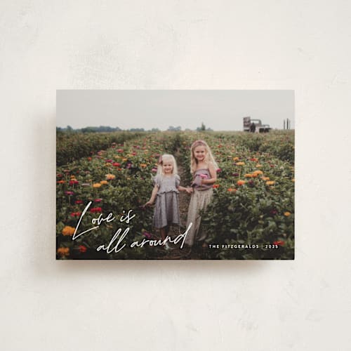 This is a cloud valentines day with standard by Jackie Crawford called love is all around script printing on recycled smooth signature in petite
