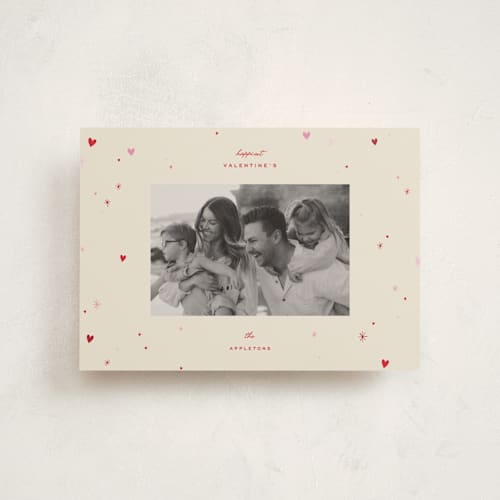 This is a cream valentines day with standard by Ellen Schlegelmilch called twinkling hearts printing on recycled smooth signature in petite