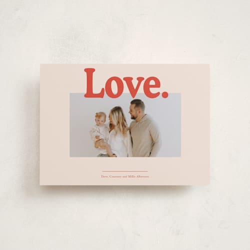 This is a ivory valentines day with standard by Baumbirdy called love is printing on recycled smooth signature in petite